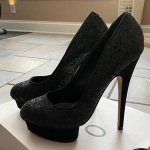 ALDO black glitter platform heel